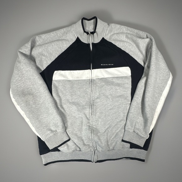 Sean John Other - Sean John Jacket Mens 2XL Gray, Black Color Block, Full Zip-Up Logo Track